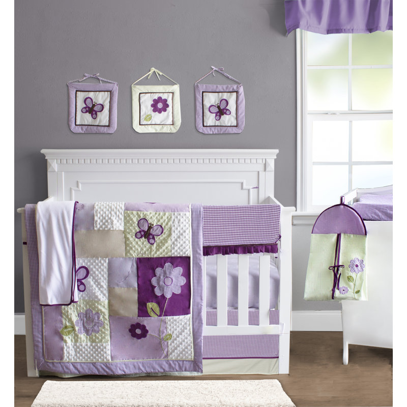 lavender and gray crib bedding
