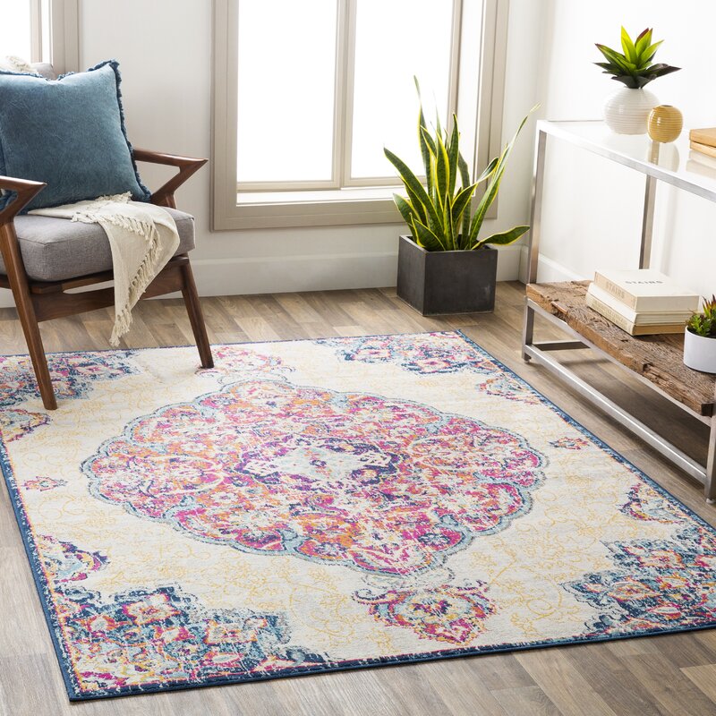 Bungalow Rose Leaver Oriental Navy/Pink Area Rug & Reviews | Wayfair.ca