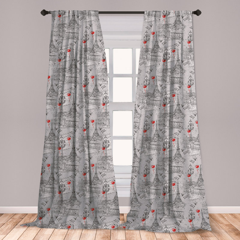 East Urban Home Ambesonne Eiffel Curtains River Seine Lanterns