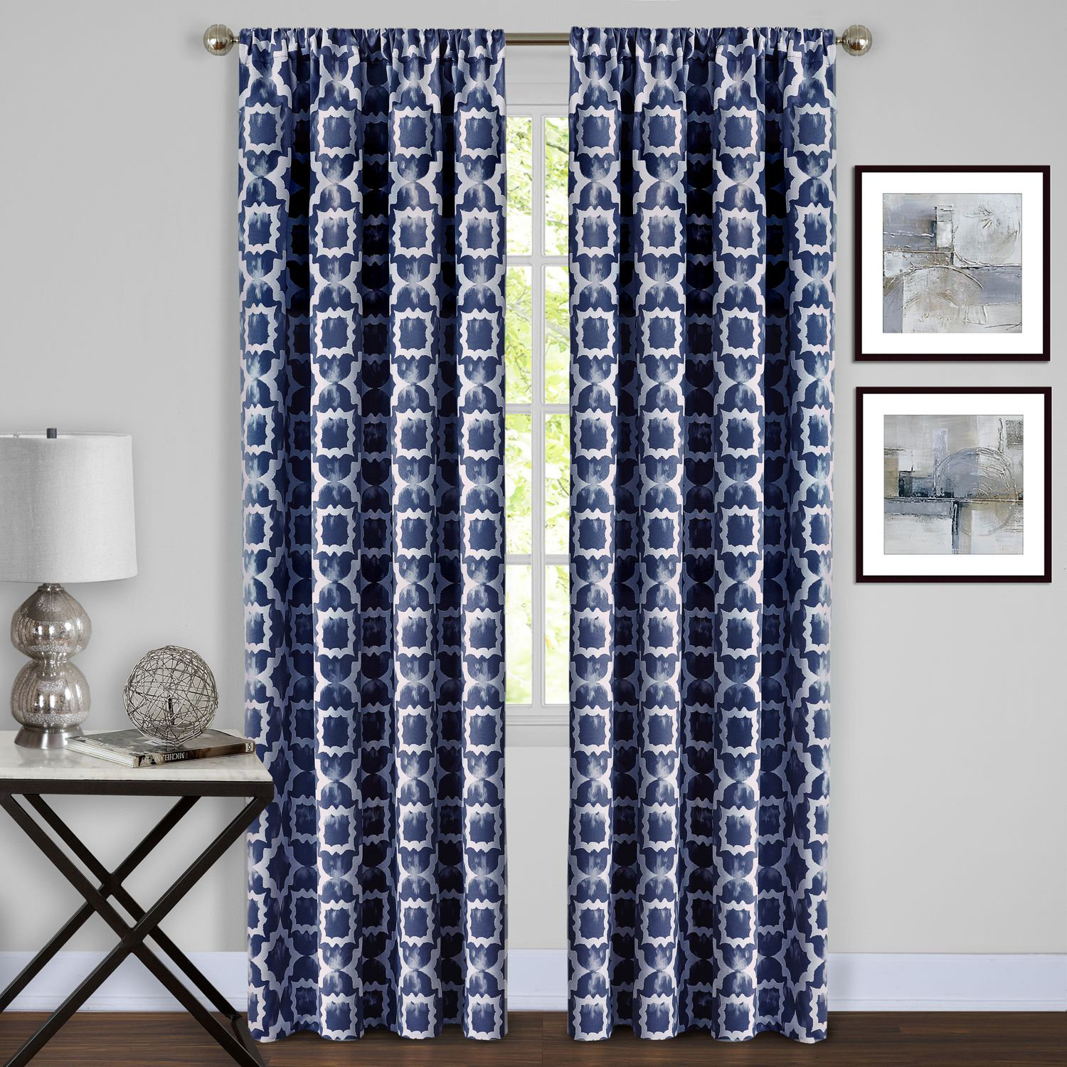 Achim Importing Co Tara Geometric Semi Sheer Rod Pocket Single