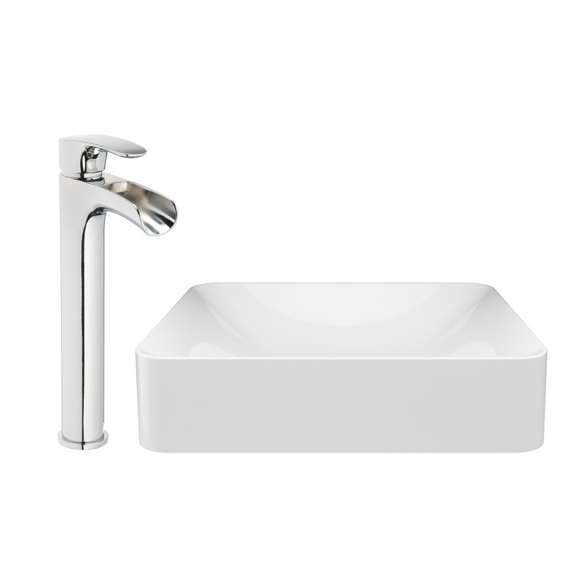 Jacuzzi Solid Surface Stone Rectangular Vessel Bathroom Sink With Faucet Reviews Perigold