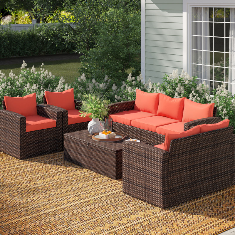 Sol 72 Outdoor Arlington 5 Piece Sofa Seating Group With Cushions Reviews Wayfair