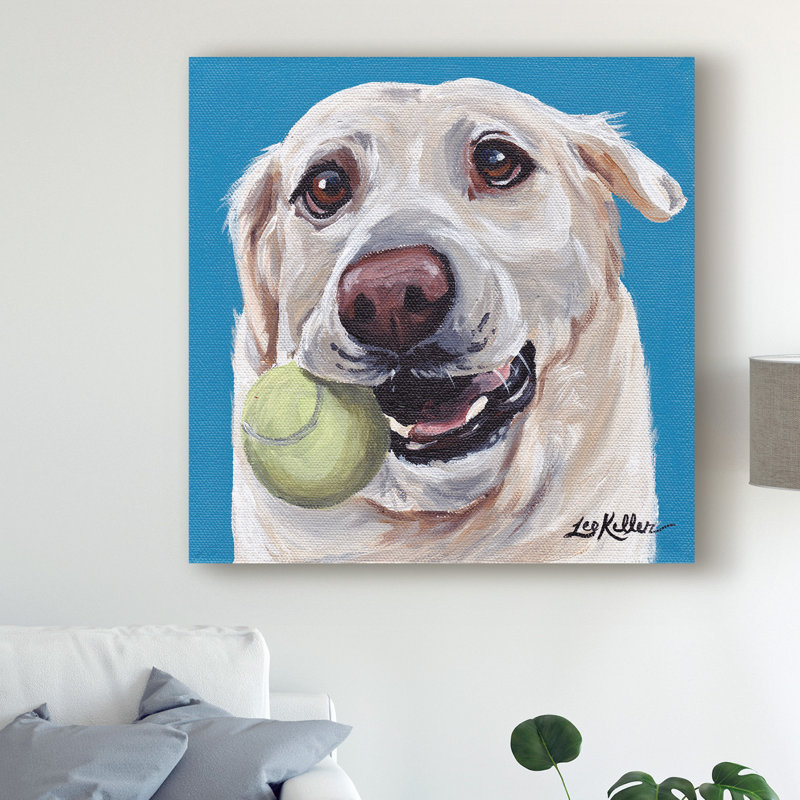 Winston Porter Yellow Lab Ball 2 Acrylic Painting Print On