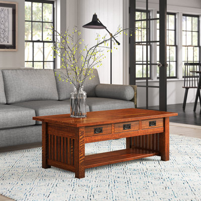 (Details in the corner) Linnea Solid Wood Coffee Table with Storage