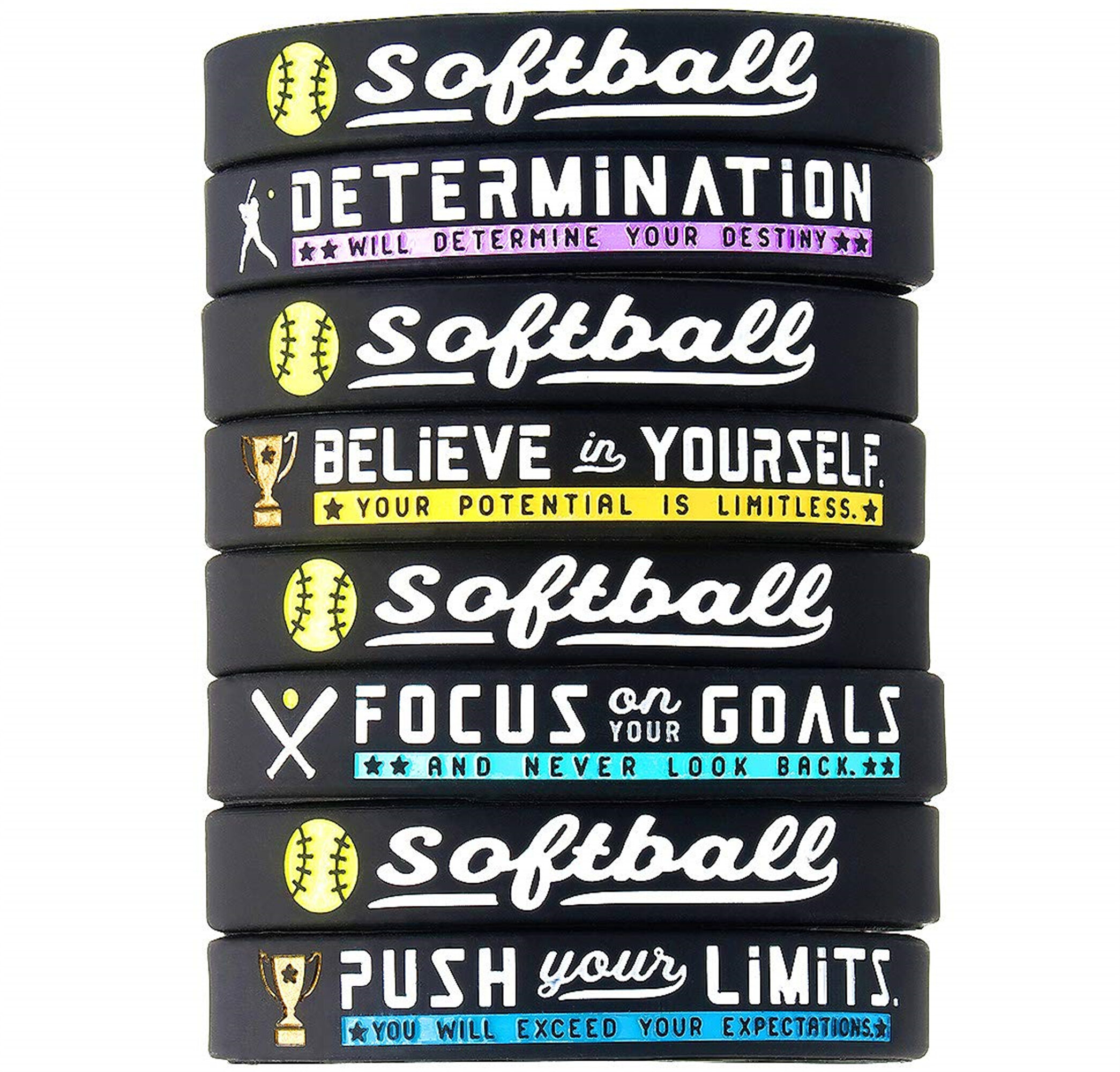 Kudos Paquet De 12 Bracelets De Balle Molle Avec Citations De Sports De Motivation Paquet De 12 Bracelets En Caoutchouc De Silicone Pour Les Cadeaux D Equipe Et Les Cadeaux De Fete