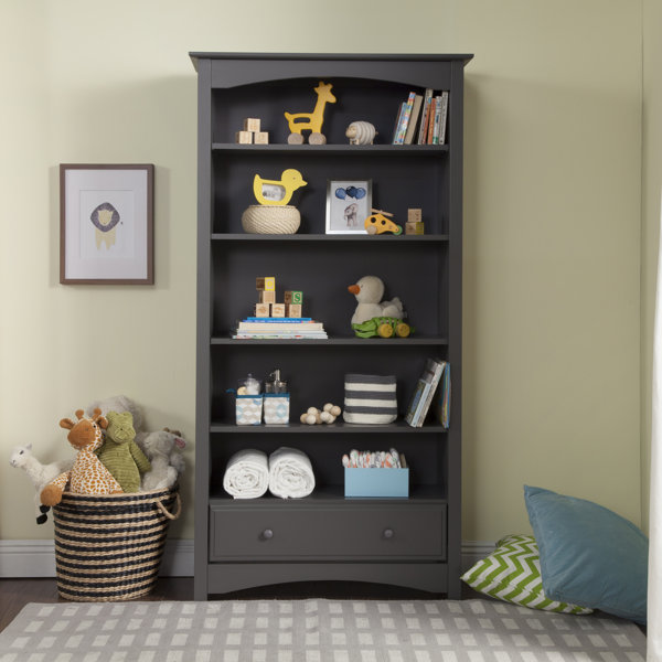 grey nursery shelves