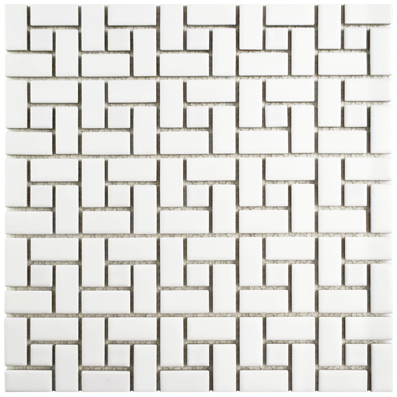 Elitetile Retro Spiral 12 5 X Porcelain Mosaic Floor And Wall Retro Spiral 12 5 X Porcelain Mosaic Floor And Wall Tile In Matte White