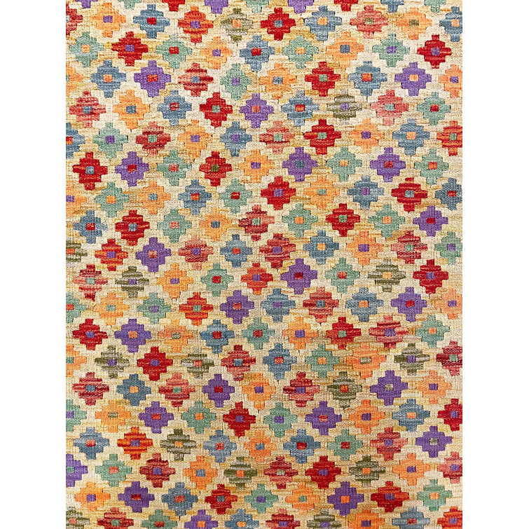 Bungalow Rose Handmade Flatweave Wool Red/Orange/Blue Rug | Wayfair