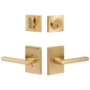 Grandeur Georgetown Rosette with Left Handed Portofino Lever and Matching Deadbolt Complete Single Cylinder Combo Pack Set Satin Nickel 
