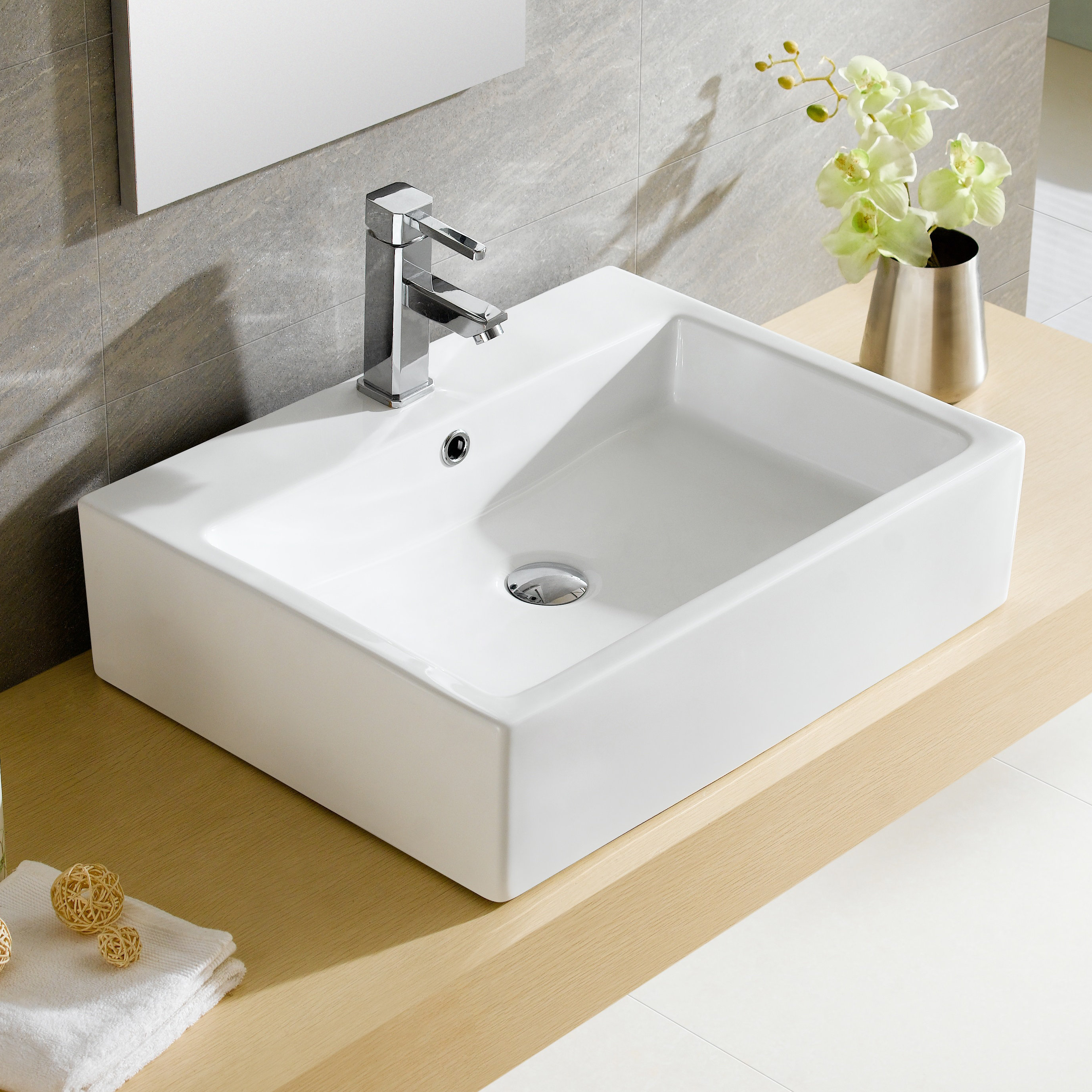 Fine Fixtures Modern Ceramic Rectangular Vessel Bathroom Sink With Overflow Reviews Wayfair