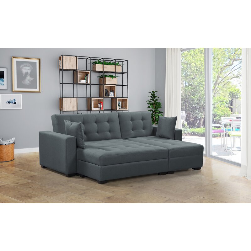 Latitude Run Leeds 95 Reversible Sleeper Sectional With Ottoman Wayfair