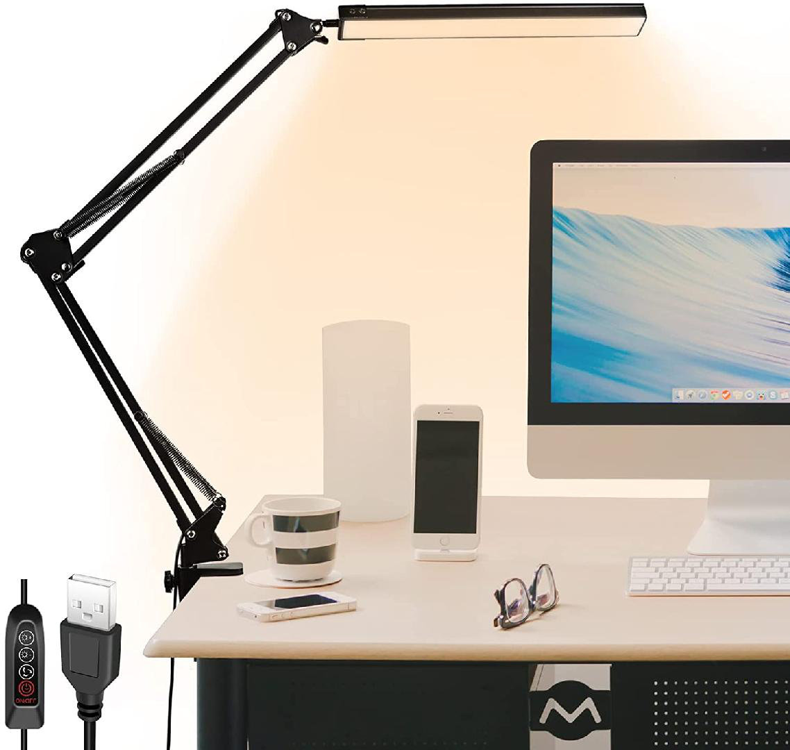 USB Flexible Clip-on Table Lamp 4 Mode LED Clamp Reading/Bed/Laptop/Desk Light 