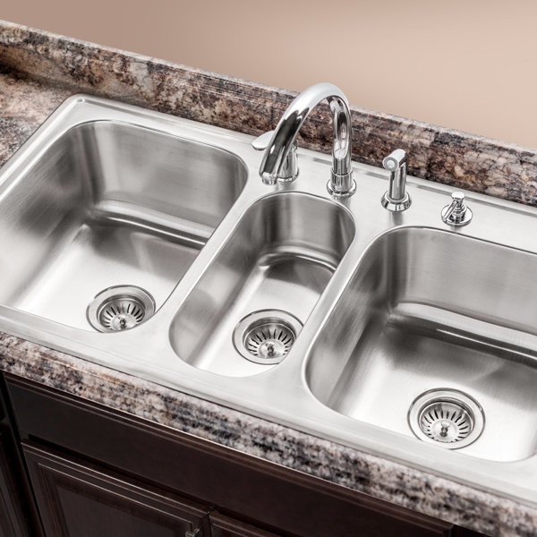 Houzer Premiere Gourmet 41 L X 22 W Top Mount Triple Bowl Kitchen Sink Reviews Wayfair
