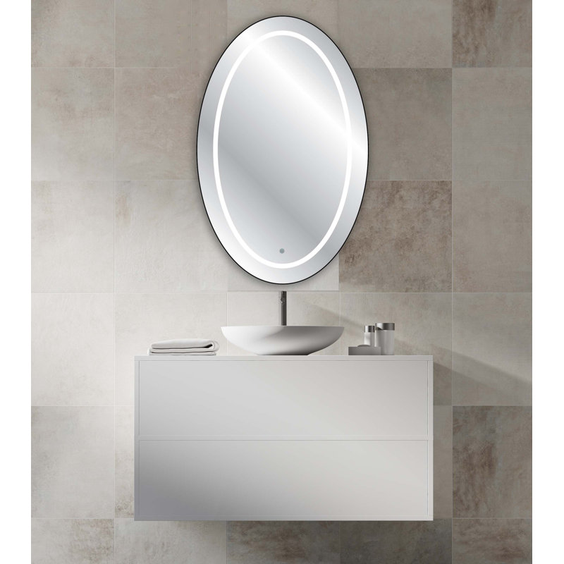 Modern Contemporary Frameless Lighted Bathroom Vanity Mirror