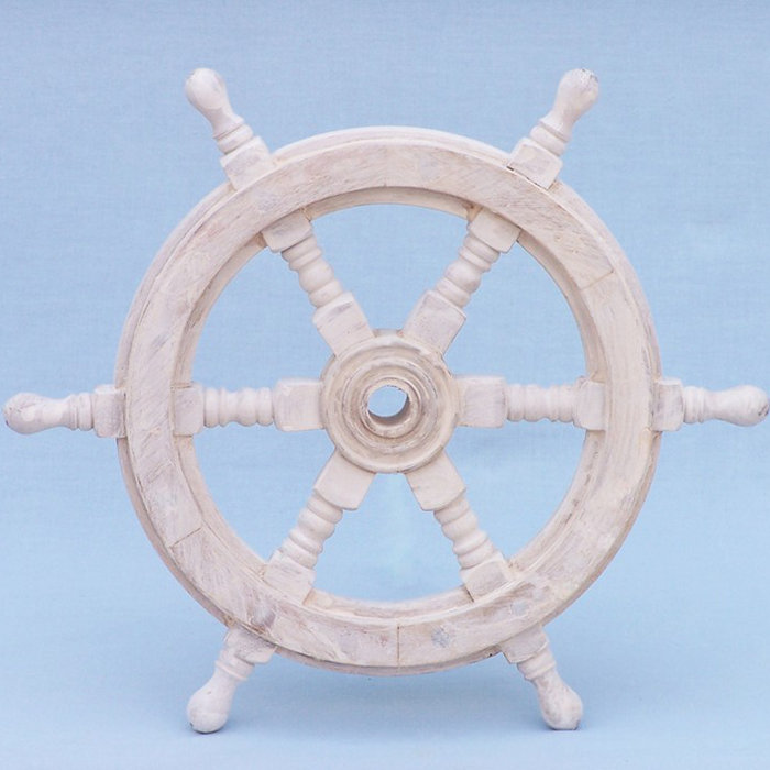 White Wood Ship Wheel Wall Décor White Wood Ship Wheel Wall Décor
