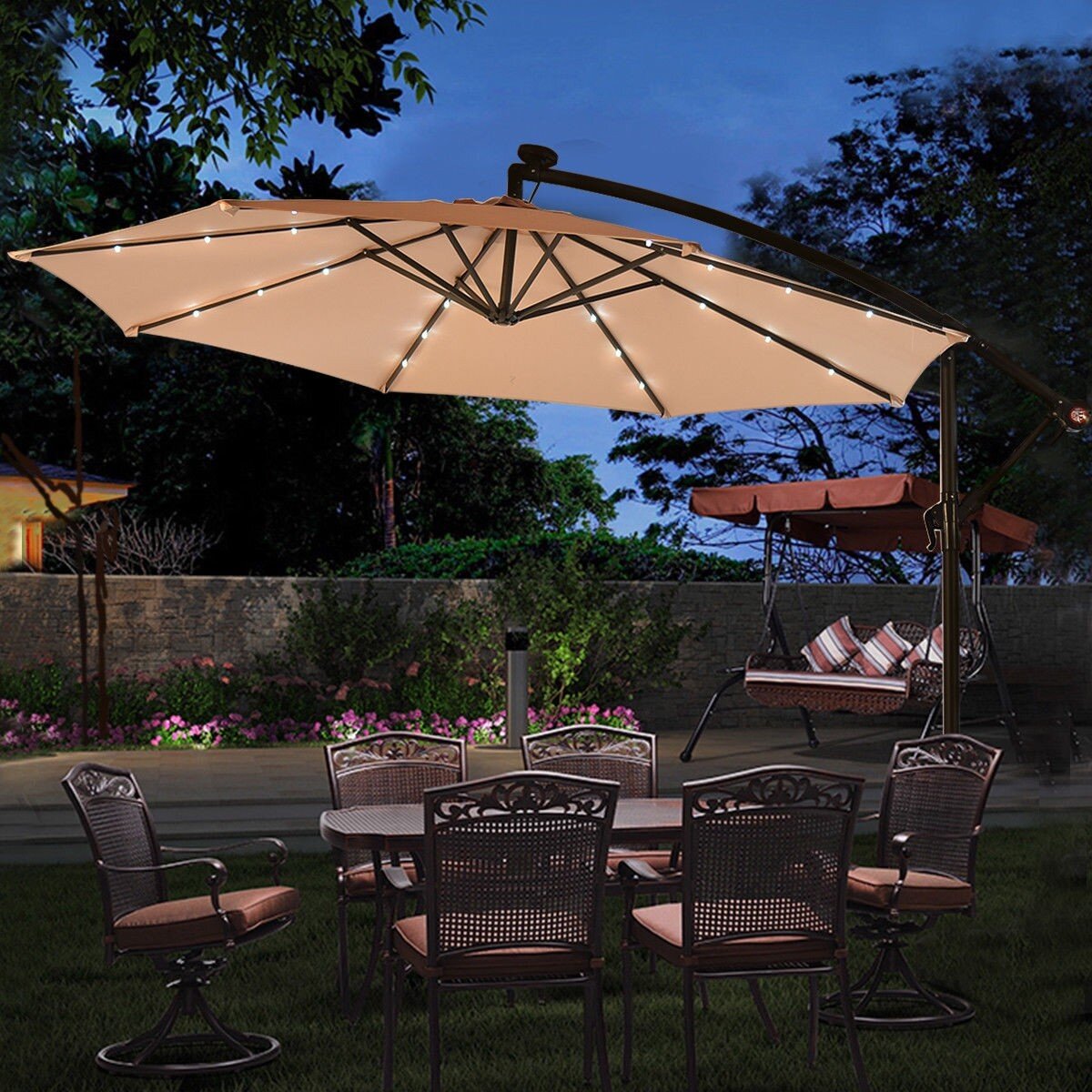 Freeport Park Kirbyville 9 Lighted Cantilever Umbrella Reviews Wayfair