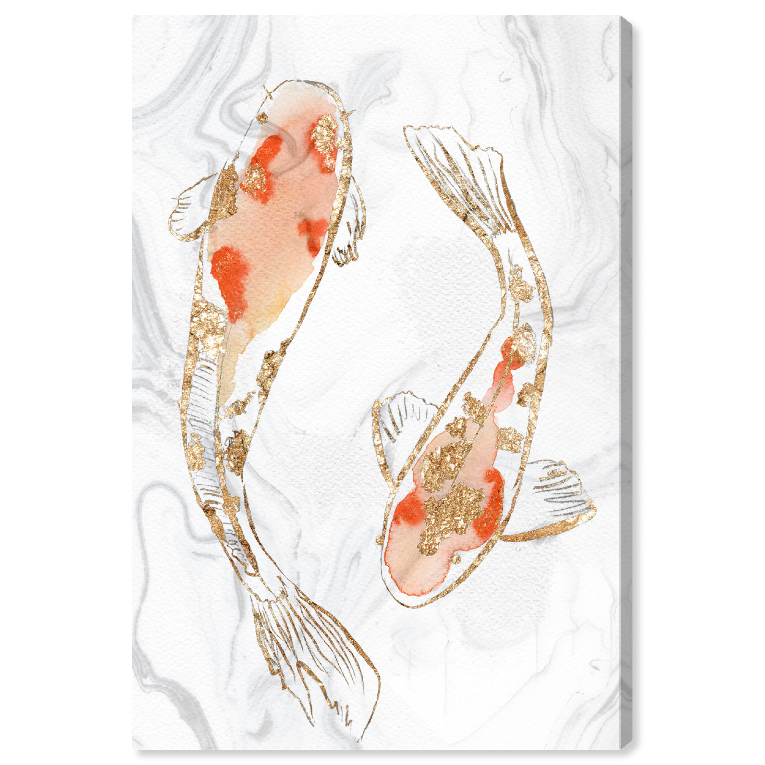 East Urban Home Leinwandbild Two Koi Fish Marble Wayfair De