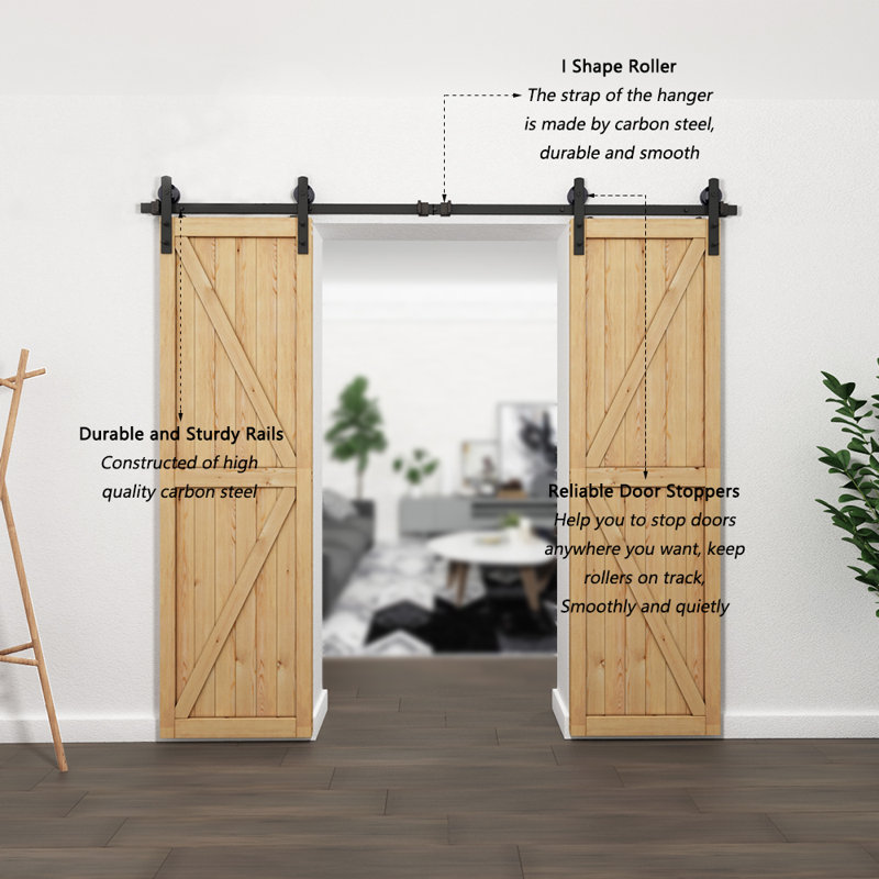 Homlux J Shape Standard Double Barn Door Hardware Kit Wayfair