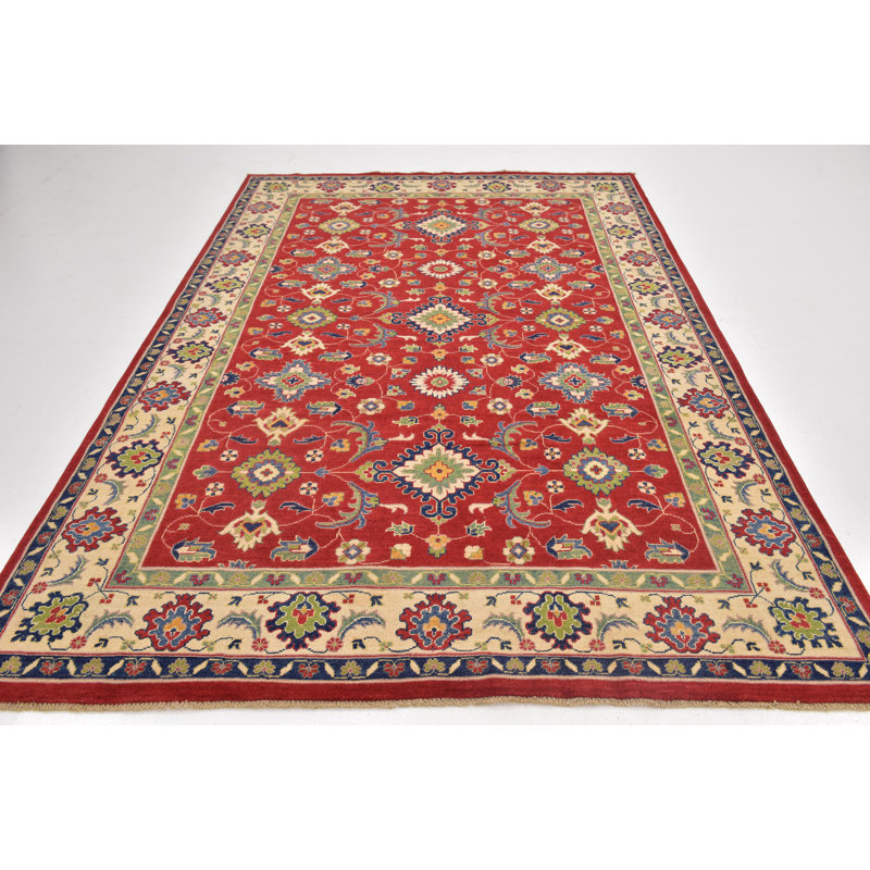 Isabelline One Of A Kind Alayna Hand Knotted Red Beige 6 7 X 9 10 Wool Area Rug Wayfair