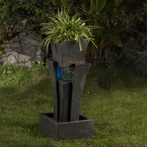 Resin/Fiberglass Tiered Raining Fountain with LED Light