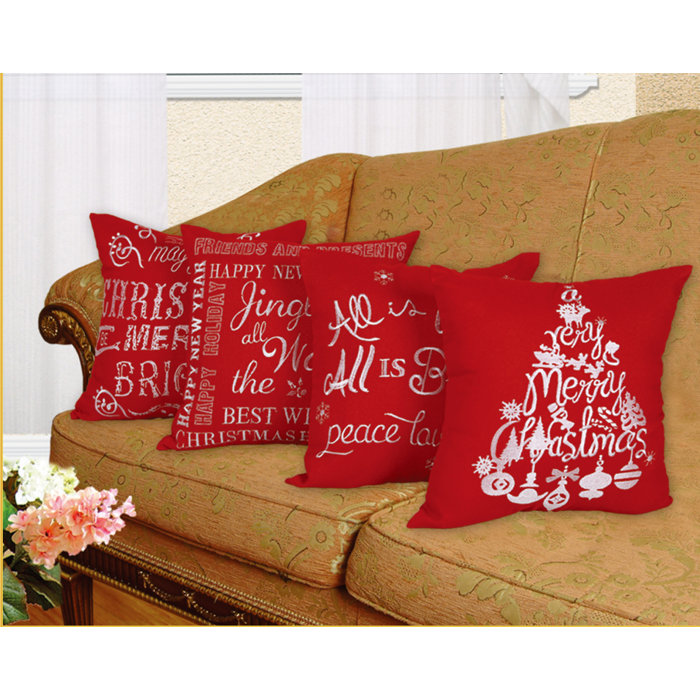 The Holiday Aisle Martell Christmas Decorative Embroidered Burlap