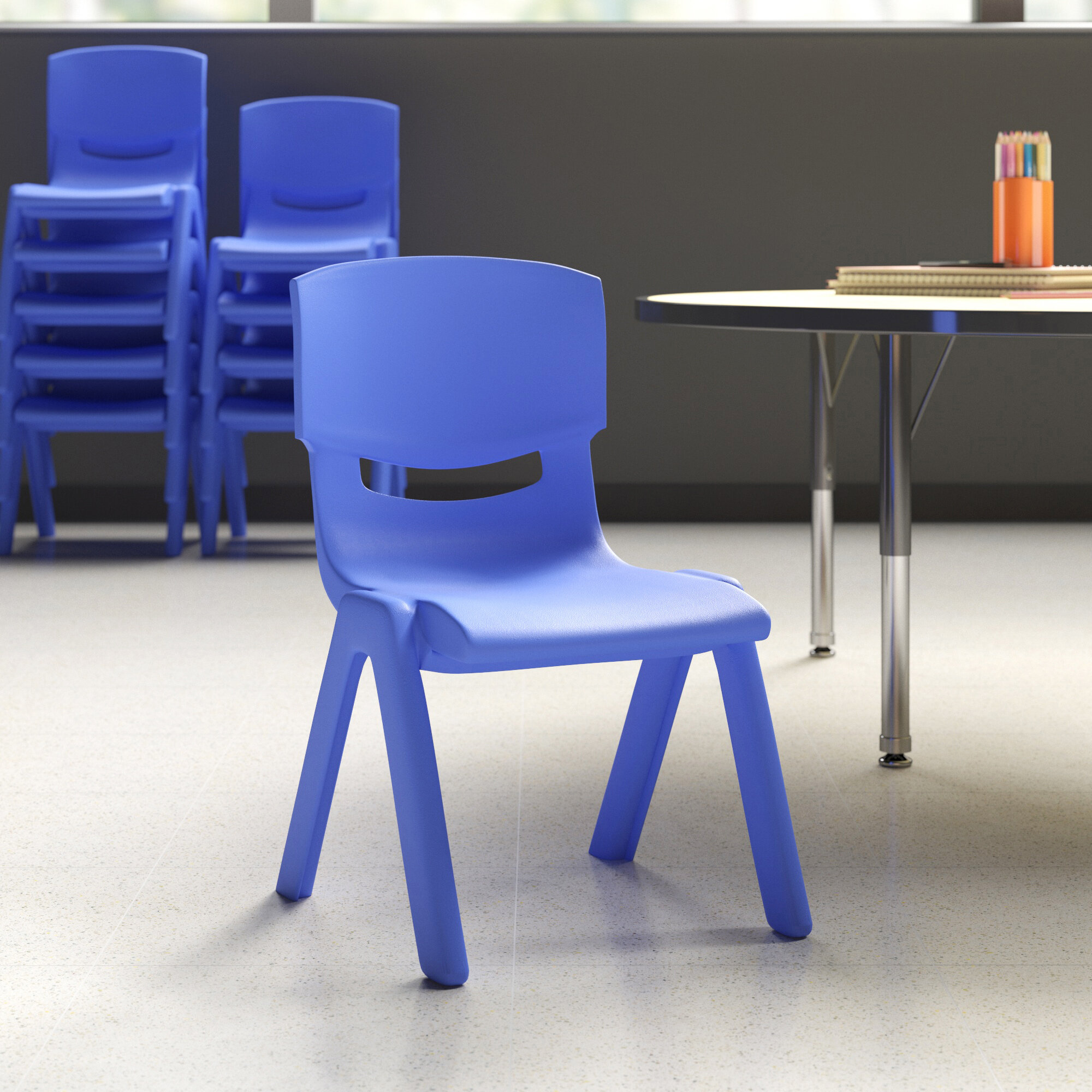 Angeles 9-Inch Value Stack Chairs Set of 4 Royal Blue 