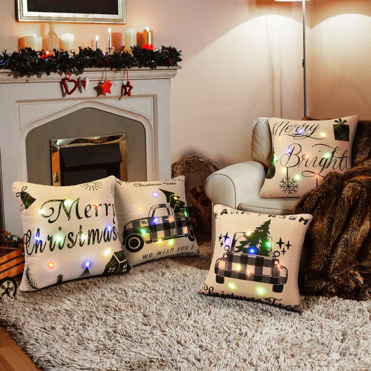 Type E Christmas Stylish Amusing LED Cushion,Y56 Christmas Lighting LED Cushion Cover Home Decor Throw Pillowcase Sofa Flashing