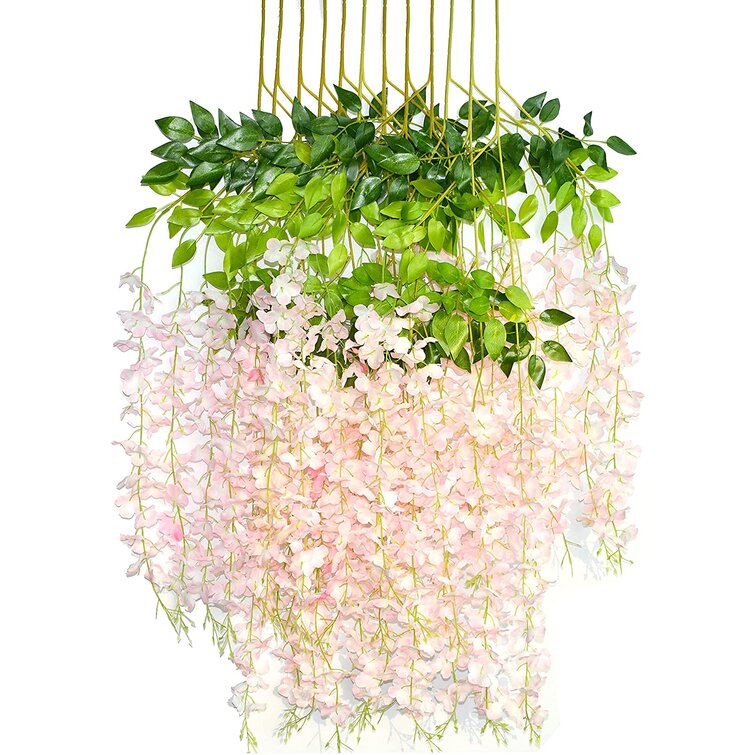 12Pcs Artificial Fake Silk Wisteria Hanging Flower Garland Vine Wedding Decor 