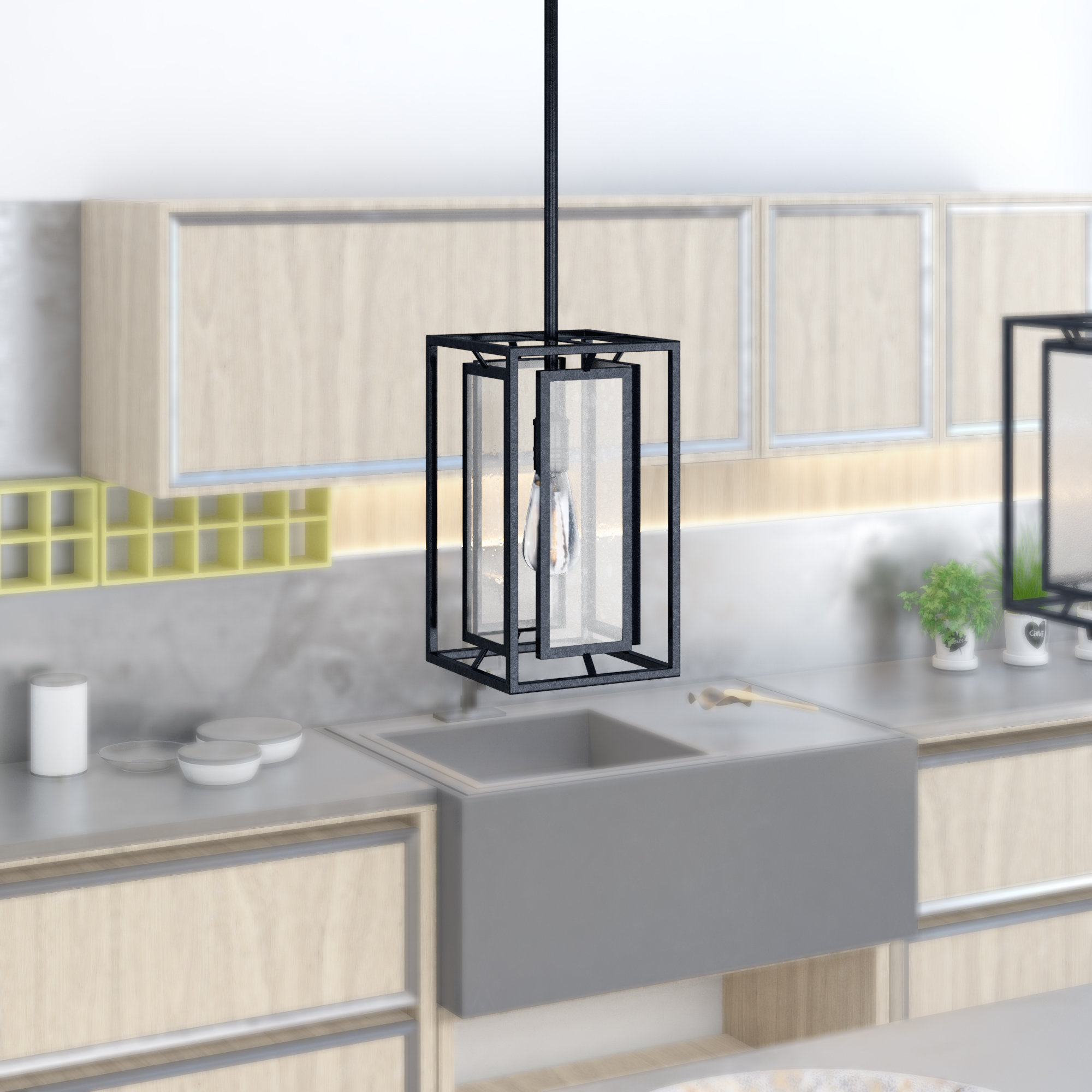 17 Stories Cosette 1 Light Single Rectangle Pendant Reviews Wayfair