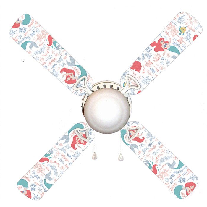 42 Little Mermaid 4 Blade Ceiling Fan Light Kit Included