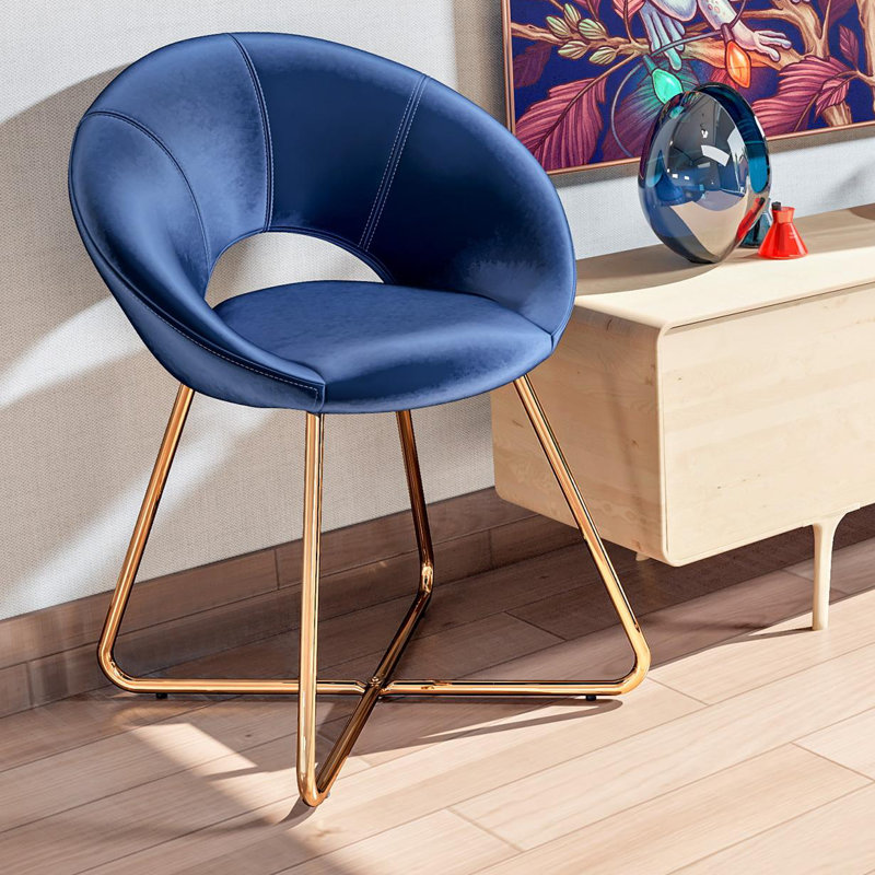 Everly Quinn Modern Accent Chair Set Of 2 Velvet Upholstered