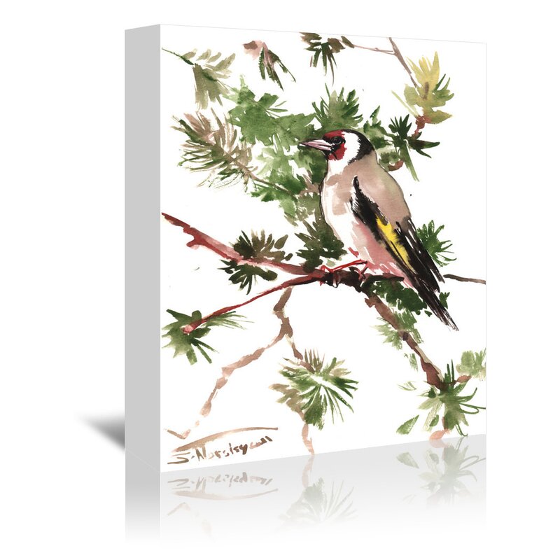 Male Goldfinch by Suren Nersisyan Painting Print on Gallery Wrapped Canvas