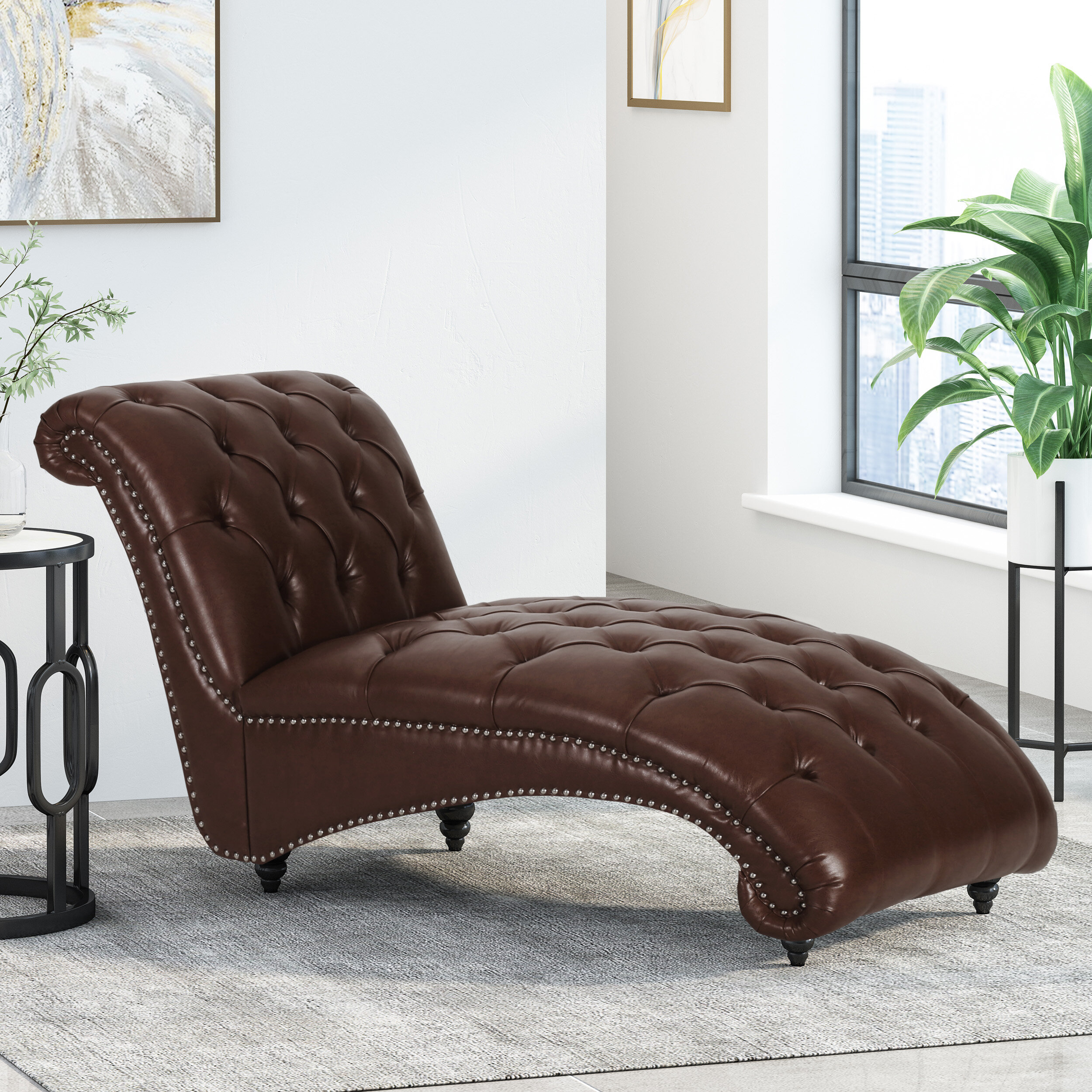 faux leather chaise chair