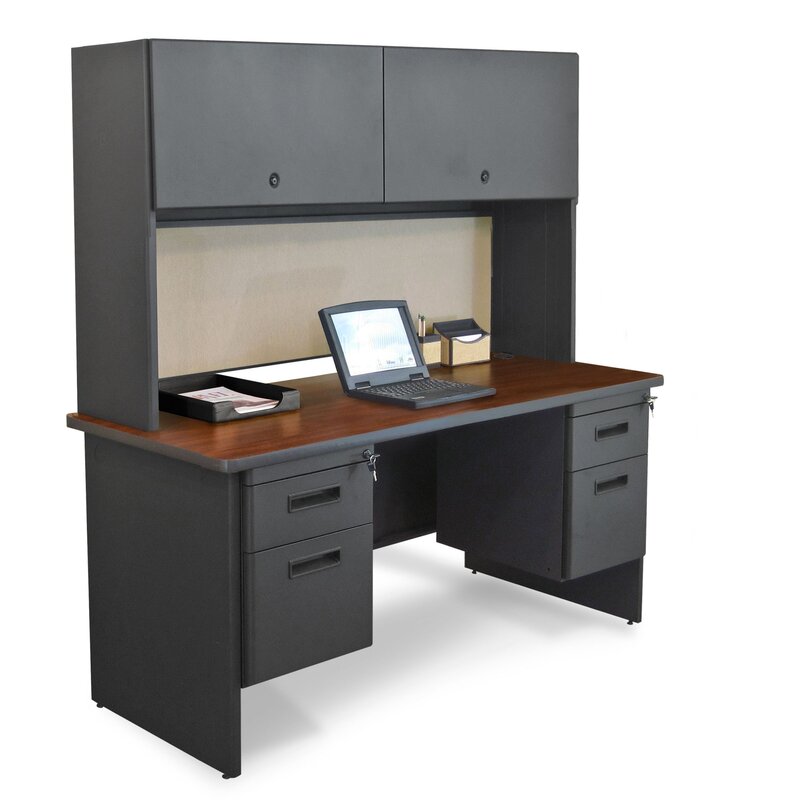 Red Barrel Studio Crivello Double File Computer Desk With Hutch