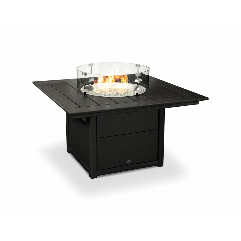 black gas fire pit table