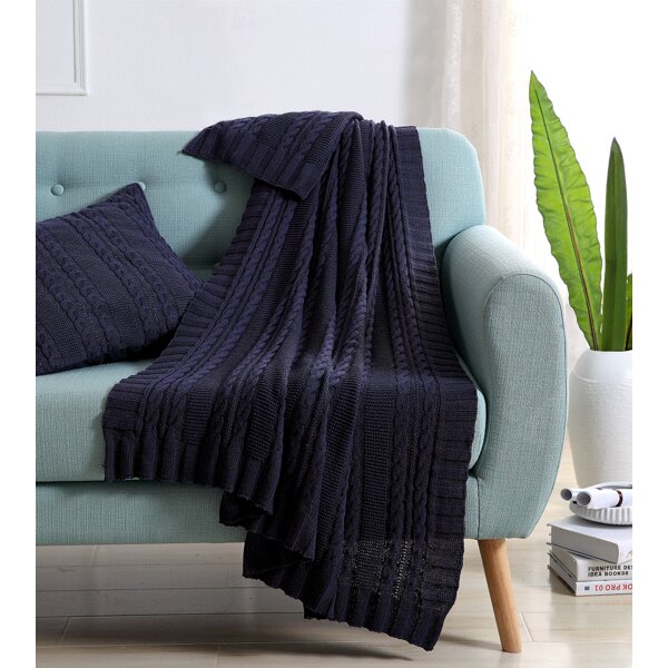 Soft Knitted Throw Blanket Bed Sofa Couch Decorative Cable Knit Pattern Washable