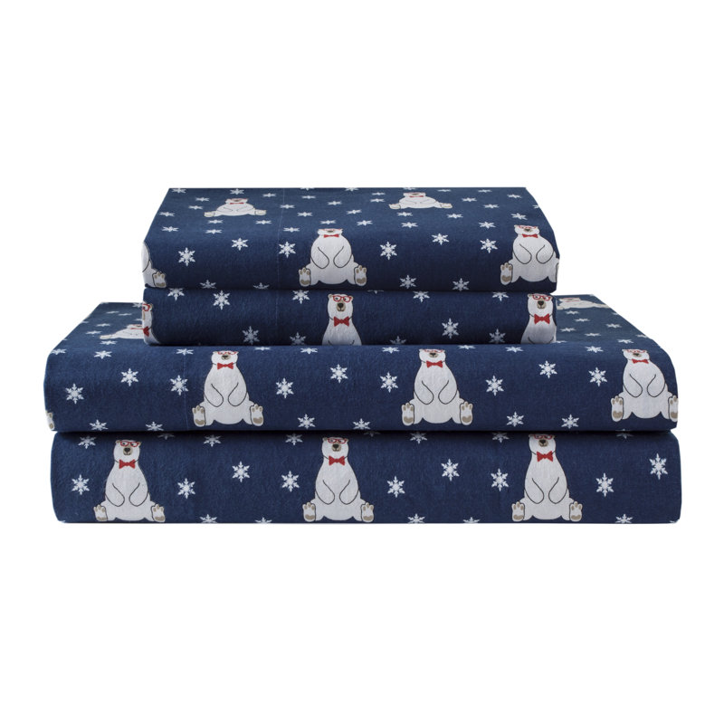 The Holiday Aisle Winter Nights Bears 100 Cotton Flannel Sheet