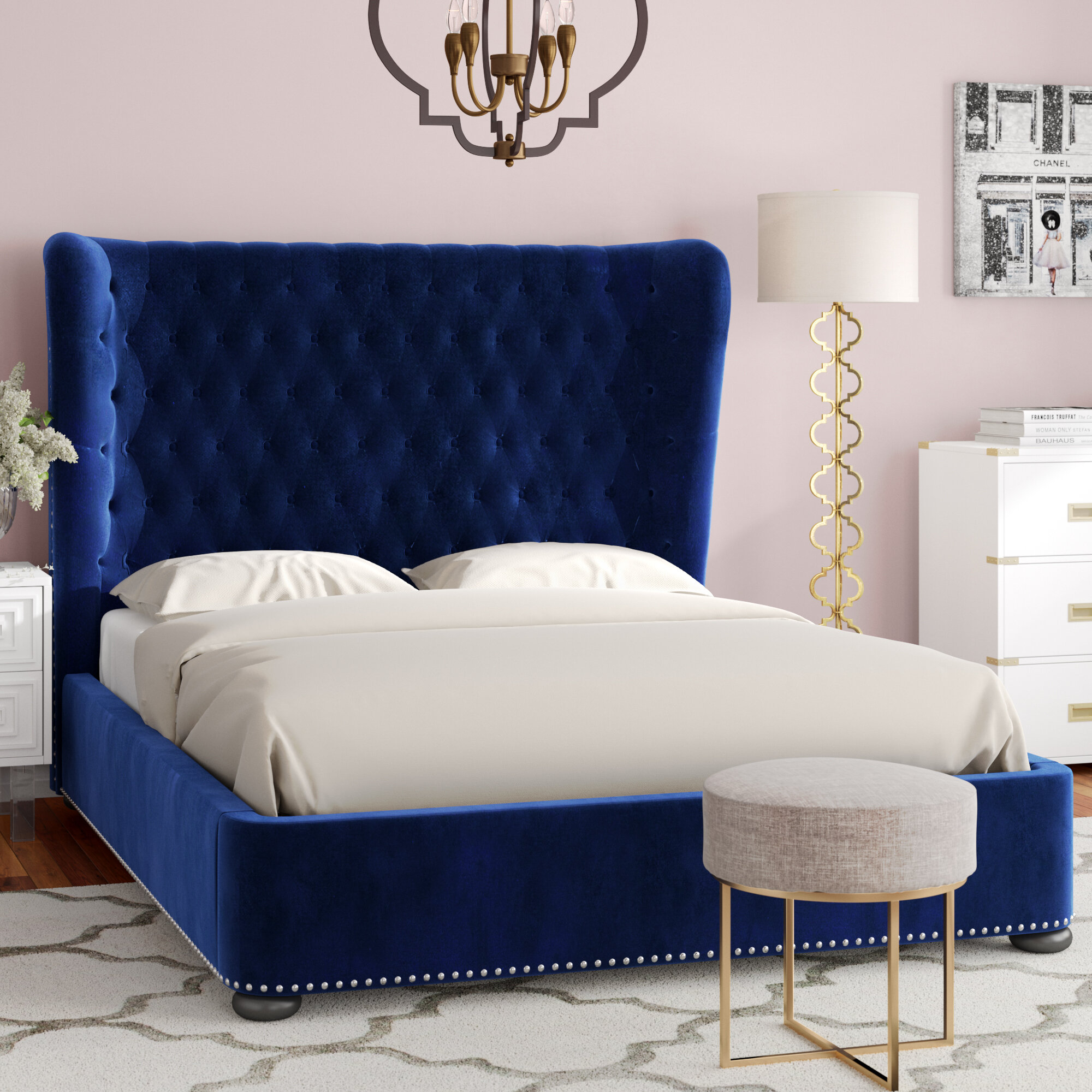 royal blue bed frame queen