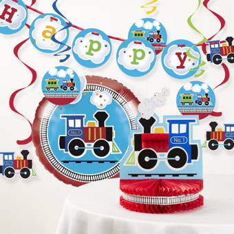 The Party Aisle All Aboard Train Birthday Party Decoration Kit