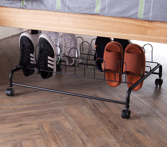 Rebrilliant Burroughs 12 Pair Underbed Shoe Storage With Wheels Burroughs 12 Pair Underbed Shoe Storage
