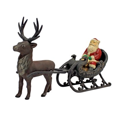Design Toscano Christmas Santa on Sleigh with Reindeer Statue