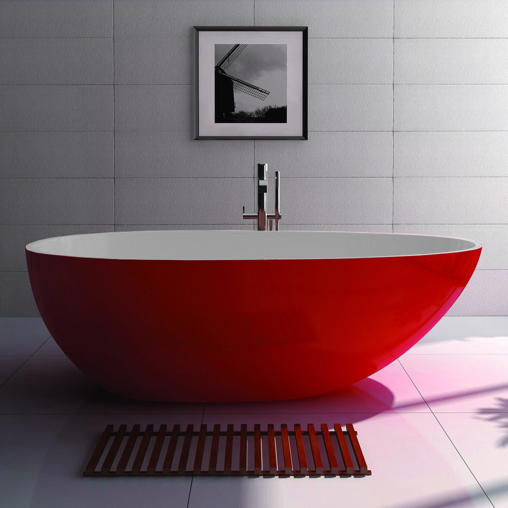 ADM Bathroom 73 x 33 Freestanding Soaking Stone Bathtub Wayfair