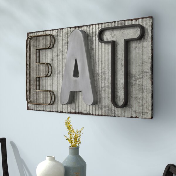 24 Inch Eat Vertical Wood Print Kitchen Sign