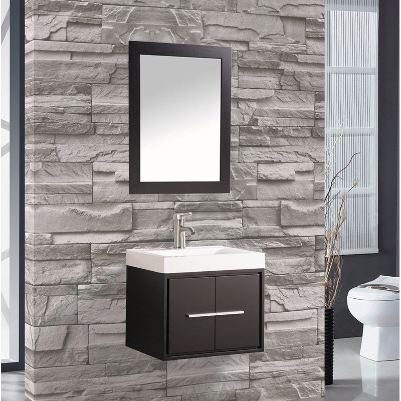 Orren Ellis Peirce 24 Single Floating Bathroom Vanity Set With Peirce 24 Single Floating Bathroom Vanity Set With Mirror