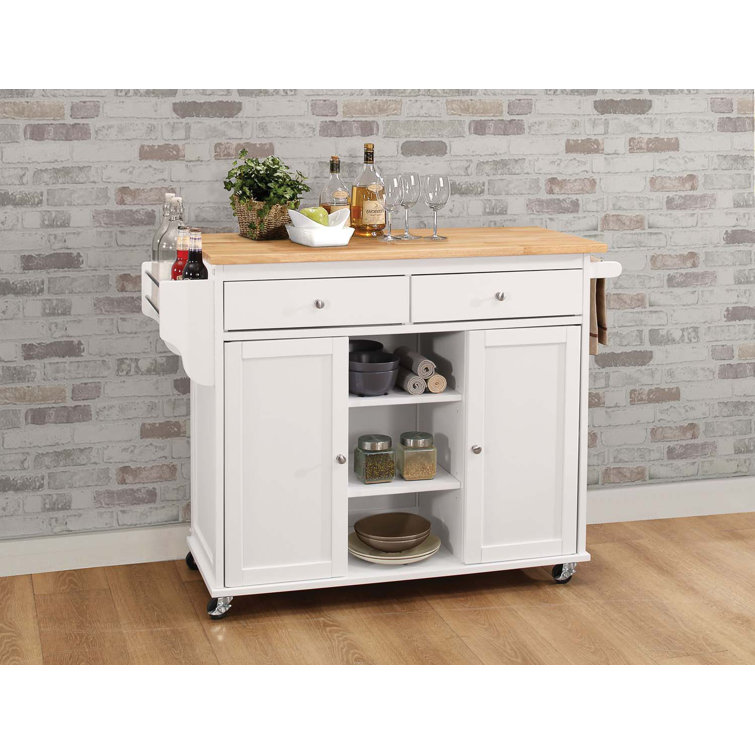 Red Barrel Studio Antonett Kitchen Cart Natural White Wayfair