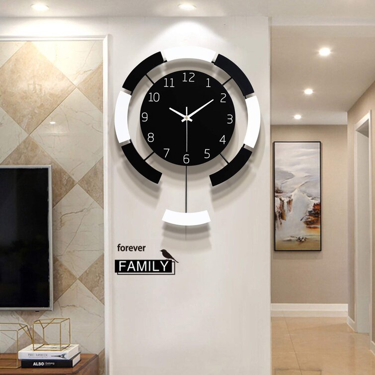 Color : 15 inches, Size : Style Three Wall Clock FHW Creative Clock Wall-Mounted Living Room Bedroom Modern Home Quartz Clock Mute Fashion Simple Environmental Protection Materials 