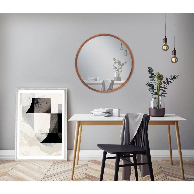 Bungalow Rose Jazmyn Decorative Round Wood Accent Mirror Reviews