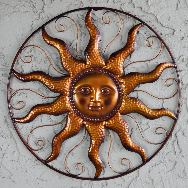Metal Wall Art Sun Face Deck Porch Patio Fence Outdoor Home Decor in 3 Finishes 