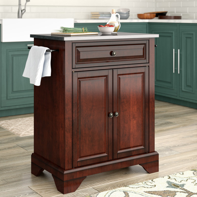 Three Posts Hedon Kitchen Cart with Granite Top & Reviews ...