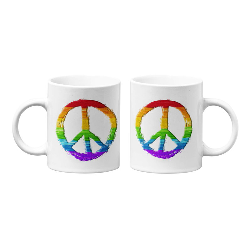Ebern Designs Alaster Diversity Peace Sign Coffee Mug Wayfair